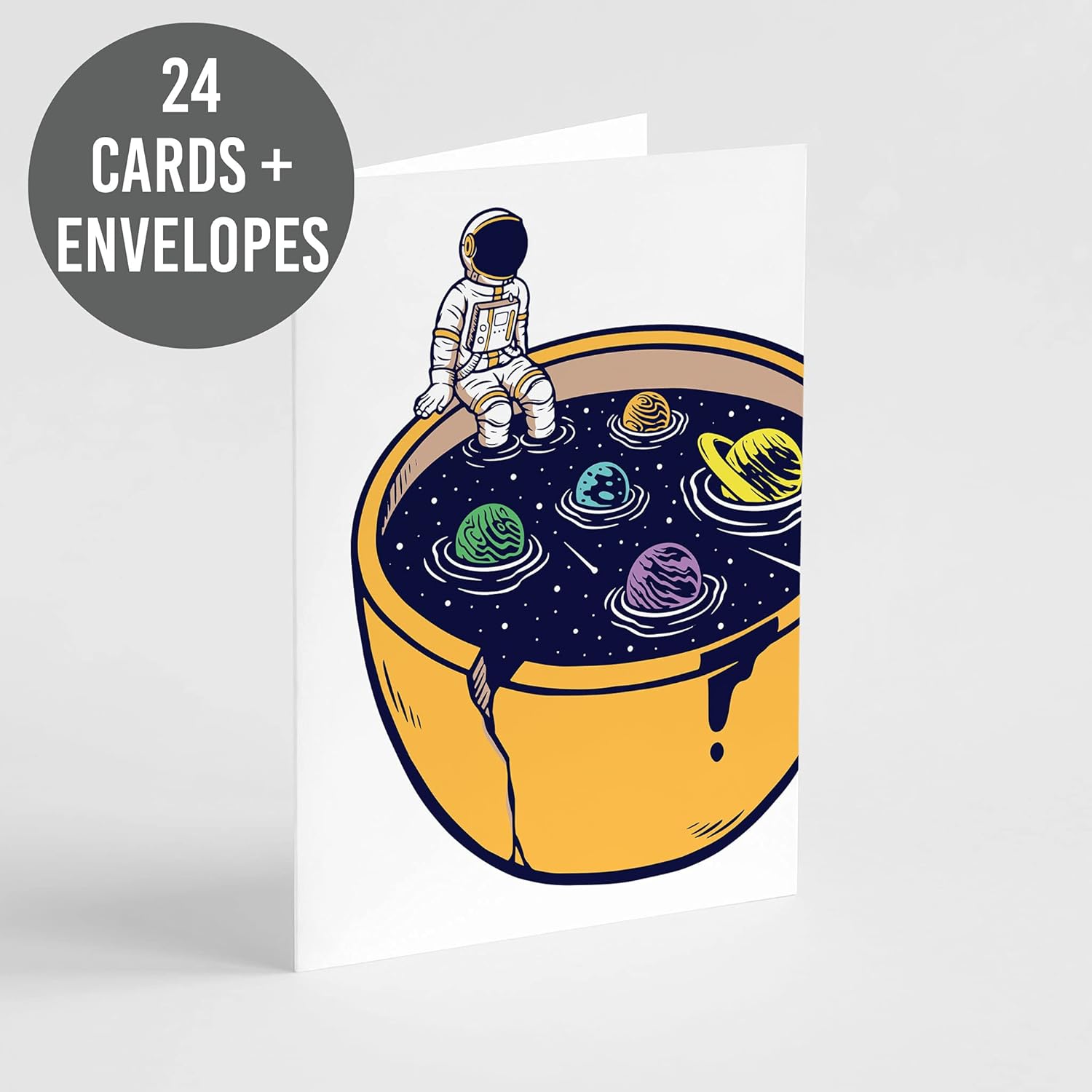 Quirky All Occasion Greeting Cards - 24 Assorted Blank Cards with White Envelopes - Birthday Thank You Just Because (Galaxy Coffee)