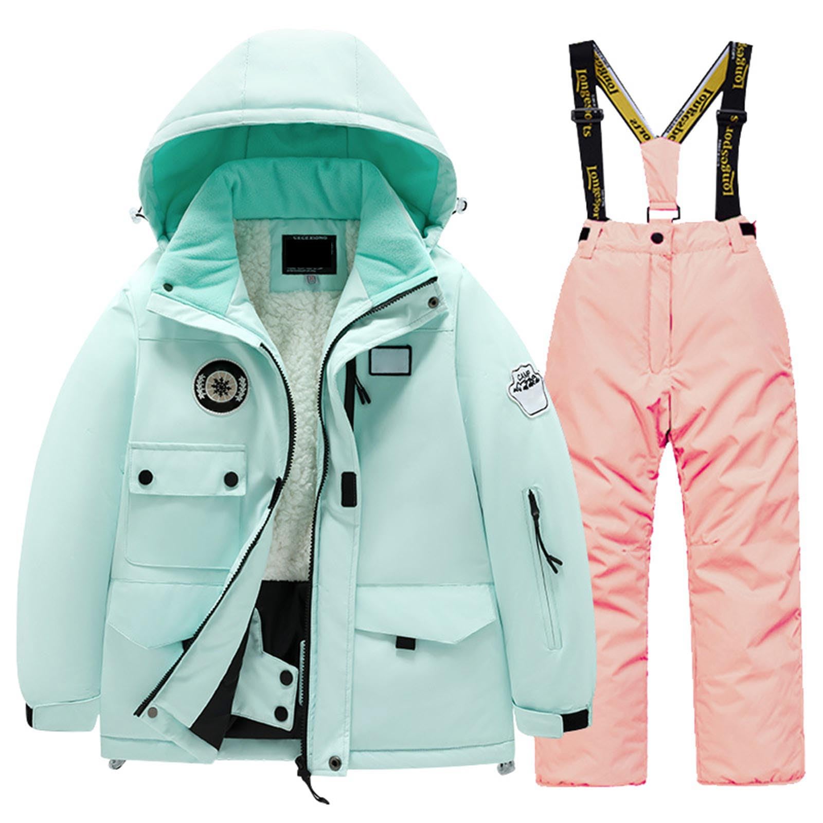 Generisch Traje de esquí infantil de forro polar, chaqueta y pantalón, equipo de invierno para niñas, deportes de nieve, actividades