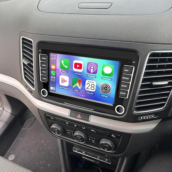 2+64G Android 13 Autoradio für Seat Alhambra Mk2 2010-2018 mit kabellosem Carplay Android Auto, 7 Zoll Touchscreen Auto Stereo Display Player Radio GPS Navigation Head Unit mit FM RDS Rückfahrkamera - 1