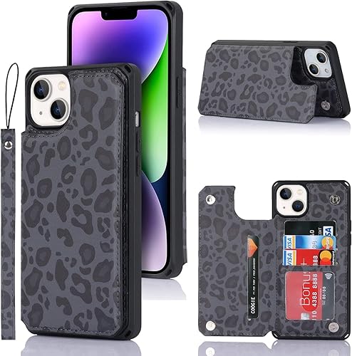 Miniatura 6 de Cavor Funda para iPhone 13 con tarjetero para iPhone 13, funda protectora para iPhone 13 para mujeres y hombres, soporte y correa, funda protectora