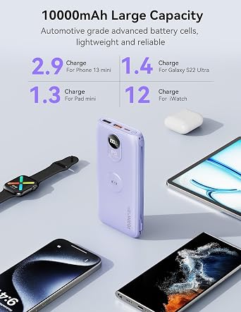 Portable Charger 10000mAh 20W, Wall Plug, 2 Cables, iWatch Charging
