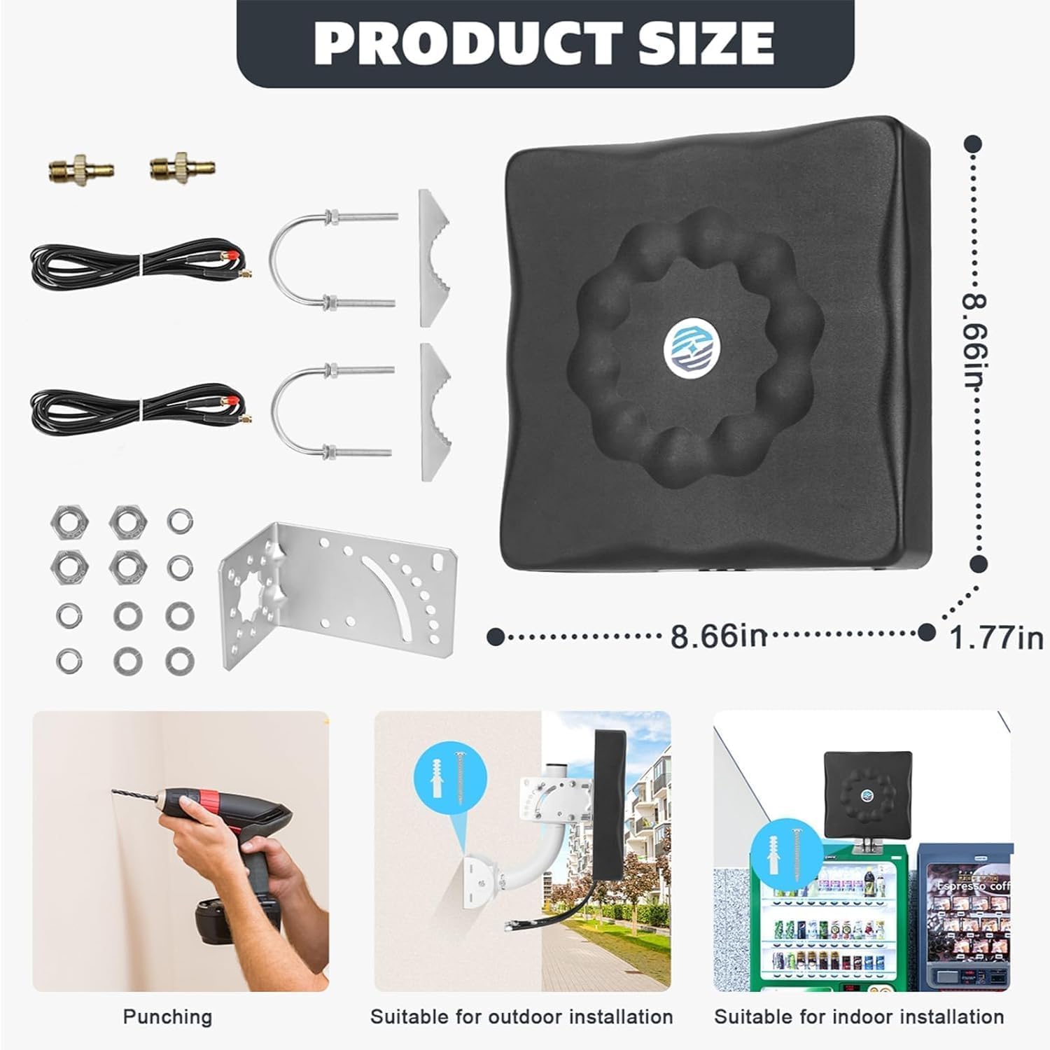 Maswell 2X2 MIMO Antenna 5G, Up to 7.5dBi, Cross Polarized 600-8000MHz Signal Boosting Panel Antenna Kit for 4G LTE 5G Routers & Gateways​​ for T-Mobile Verizon AT&T, WiFi 7 Ready (S)
