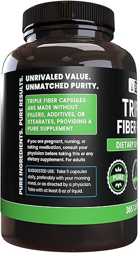 Miniatura 3 de Pure Original Ingredients Triple fibra (365 cápsulas) sin magnesio o rellenos de arroz, siempre puro, verificado por laboratorio