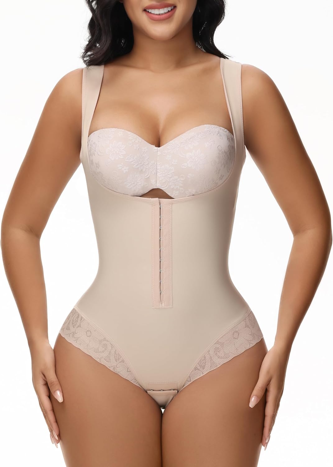 SHAPSHE Shapewear Bodysuit for Women Tummy Control Fajas Colombianas Waist Trainer Girdle Thong Open Bust Body Shaper
