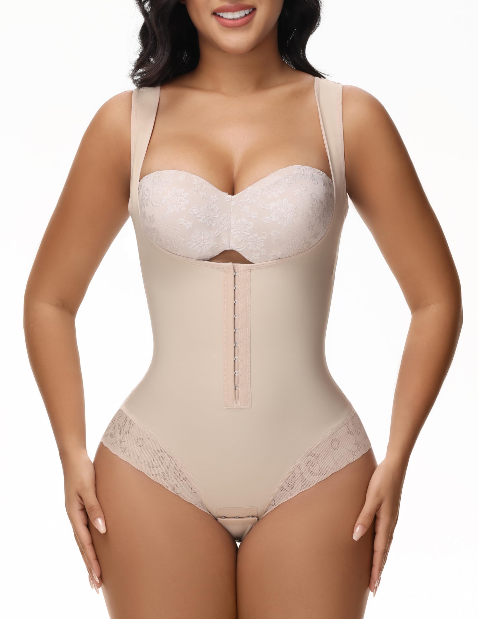 SHAPSHE Shapewear Bodysuit for Women Tummy Control Fajas Colombianas Waist Trainer Girdle Thong Open Bust Body Shaper