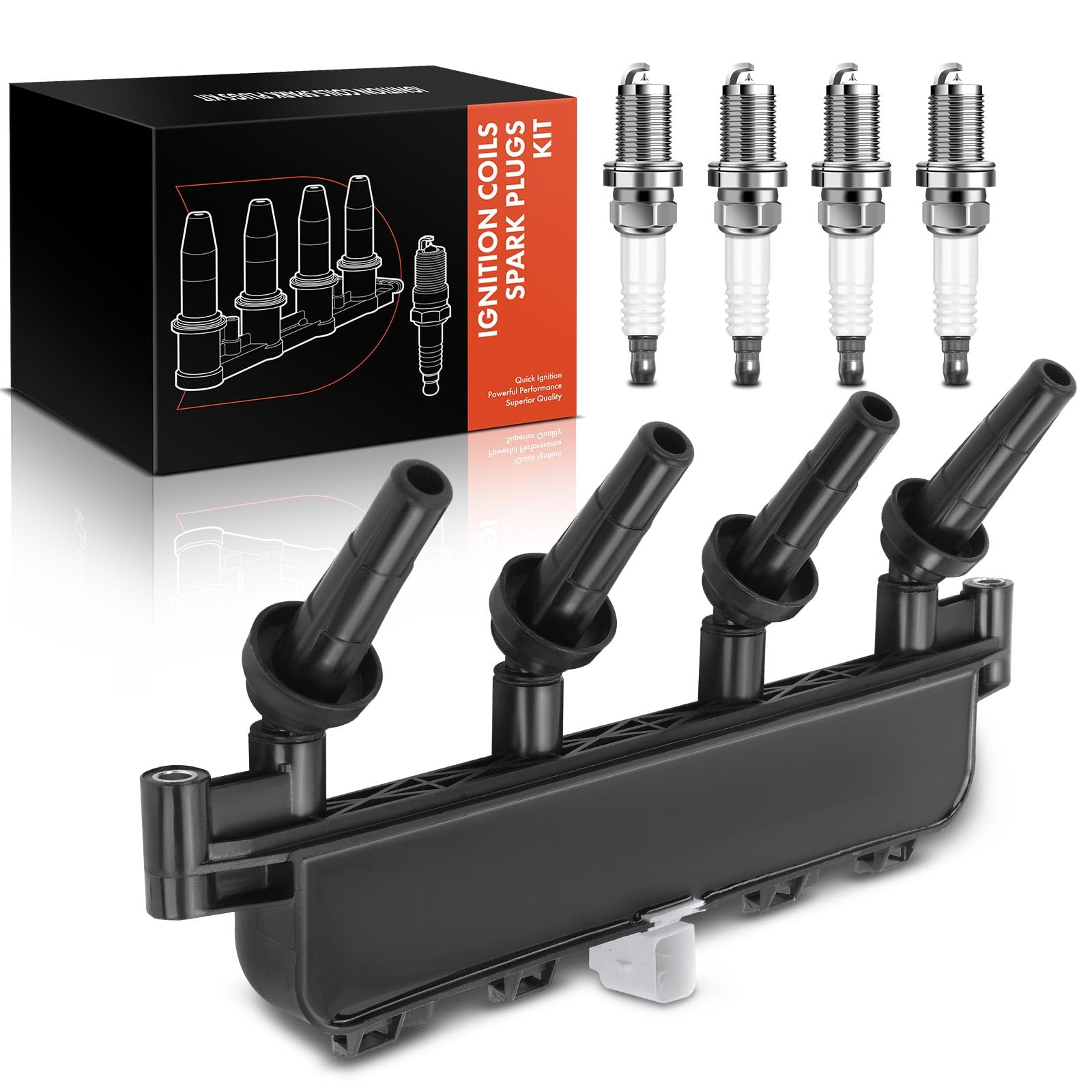 Frankberg 1 bobina di accensione + 4 candele 596319 | Compatibile con: 106 II 1, Xsara N1, 306 7B N3 N5, Partner Box 5_ G_, Xsara Picasso N68, 307 Pausa 3E, Berlingo MF
