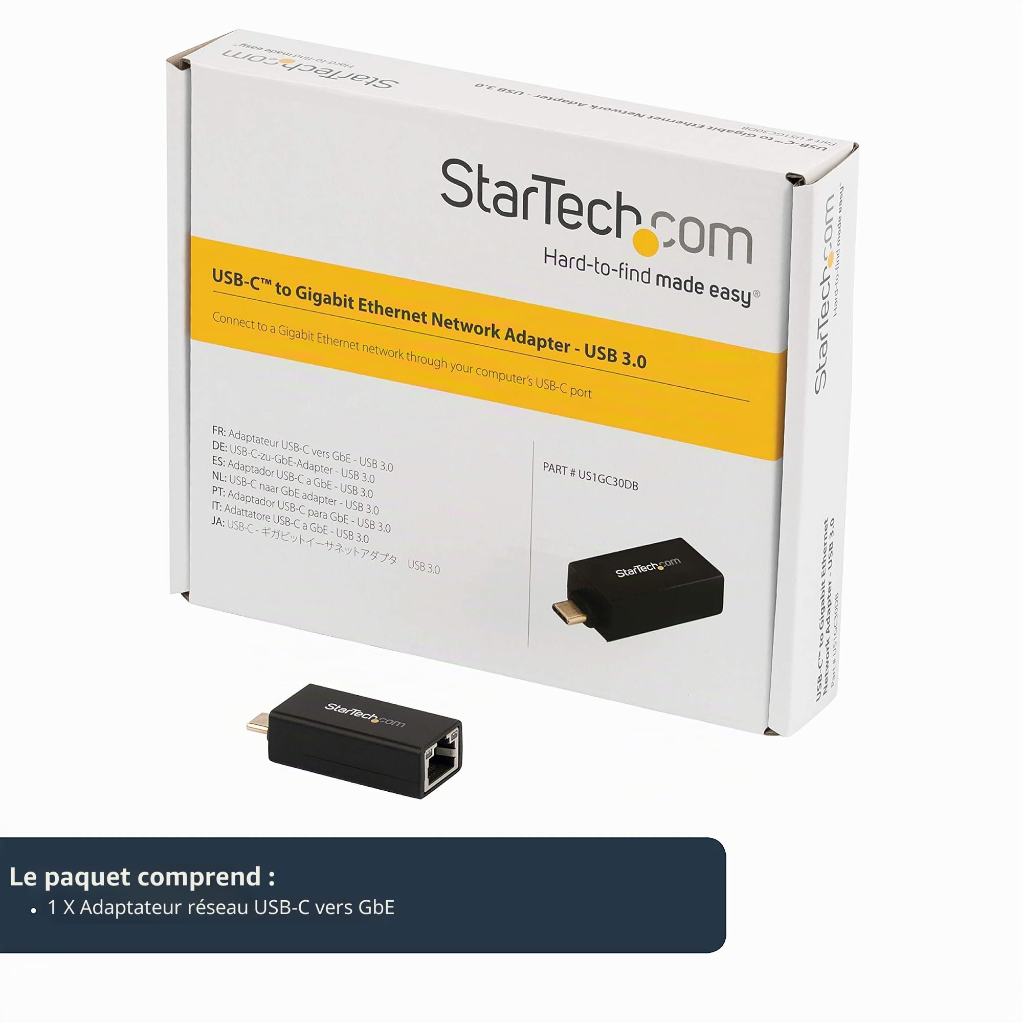 StarTech Adaptateur USB-C vers Gigabit Ethernet, Port Thunderbolt 3