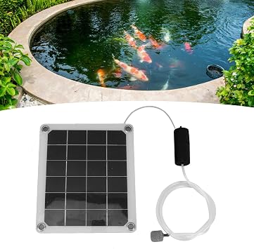 20W Solar Air Pump for Fish Pond, Solar Pond Aerator with Air Hose and Air Bubble Stone, Solar Powered Oxygenator Aerator for Garden Fish Tank Outdoor Pool Pond Aquarium