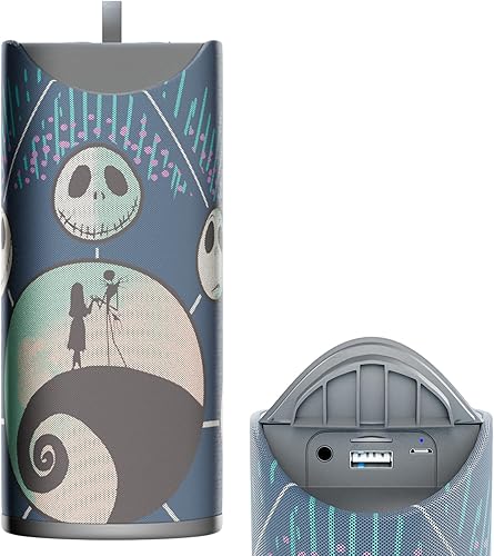Disney Tim Burton's The Nightmare Before Christmas Jack y Sally Altavoz inalámbrico recargable a prueba de salpicaduras con 3 horas de tiempo de