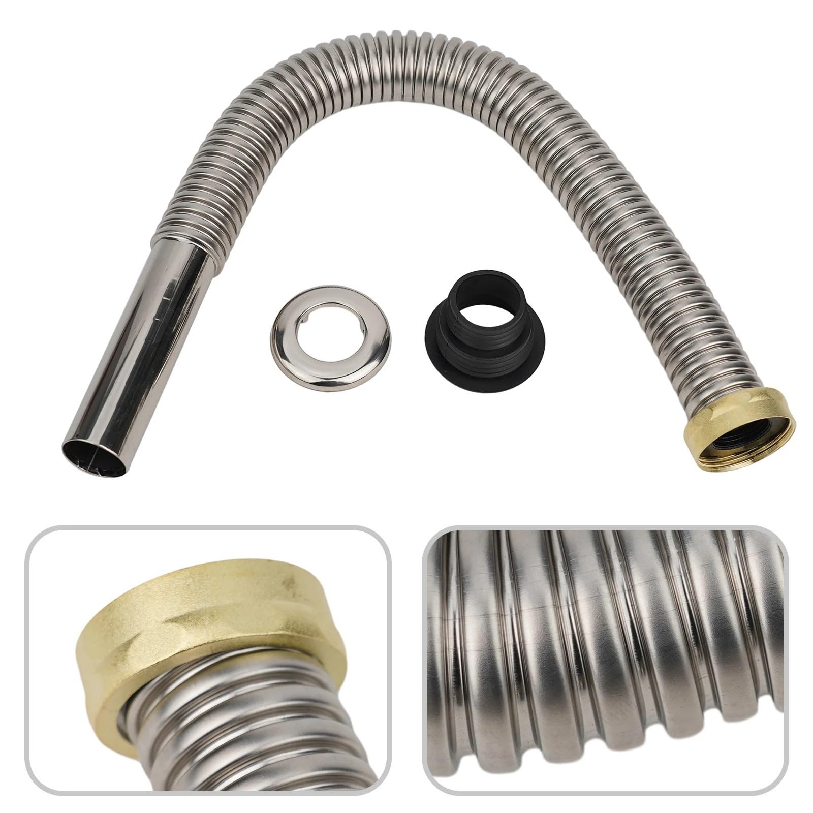 Sifone per lavandino 40 cm 60 cm cucina in acciaio inox lavello del bagno sifone scarico dei rifiuti tubo flessibile tubo di drenaggio retrattile for la casa(60cm)
