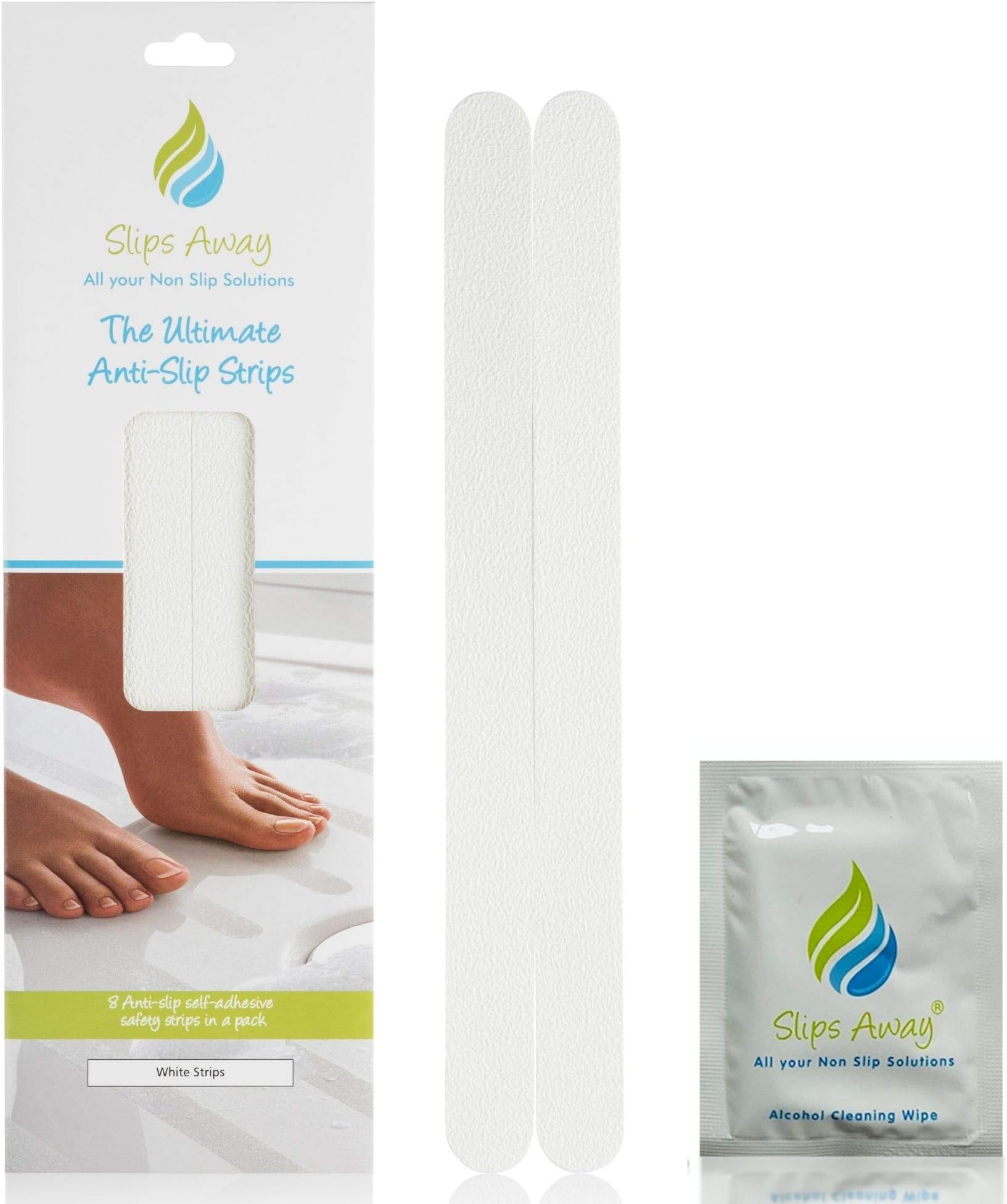 – Non Slip Bath Mat Shower Stickers adhesive non rubber (8 White Strips)