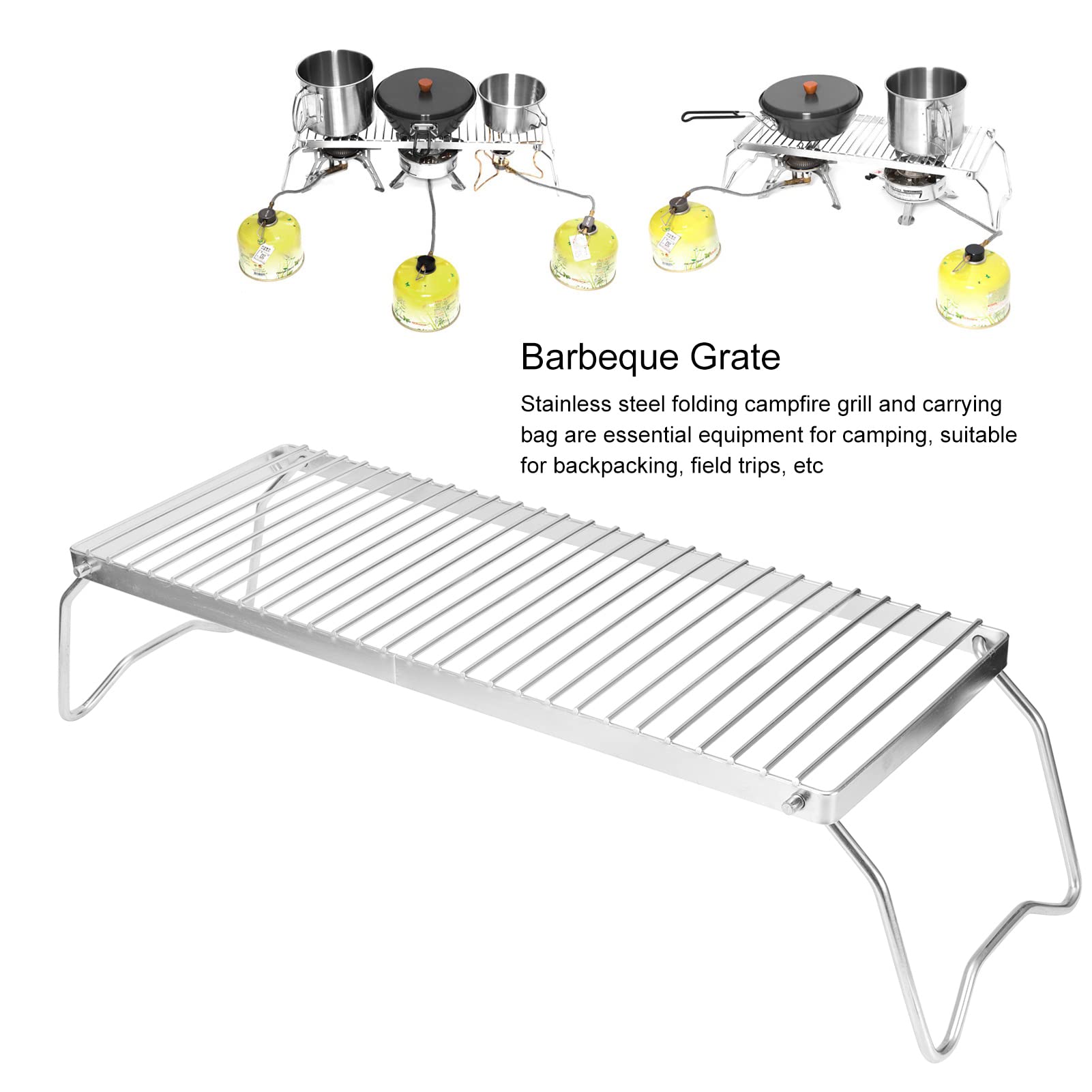 Parrilla Plegable para Fogata, Parrilla para Fogata, Barbacoa Portátil de Acero Inoxidable, Parrilla para Cocinar, Rejilla, Accesorio para Acampar para Jardín de Picnic Al Aire