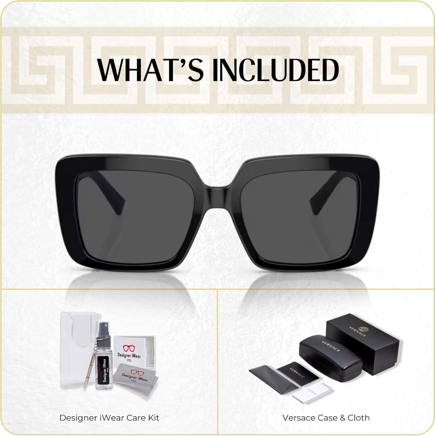 Versace VE4384B Square Sunglasses for Women +BUNDLE with ACCESSORY EYEWEAR KIT - Image 2