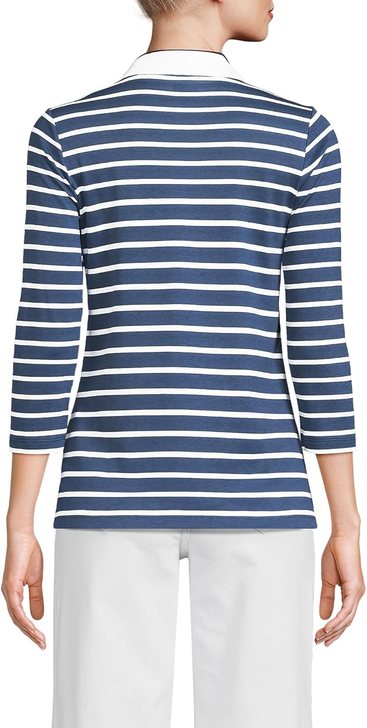 Lands' End Women's 3/4 Sleeve American-Grown Supima Cotton Polo Shirt