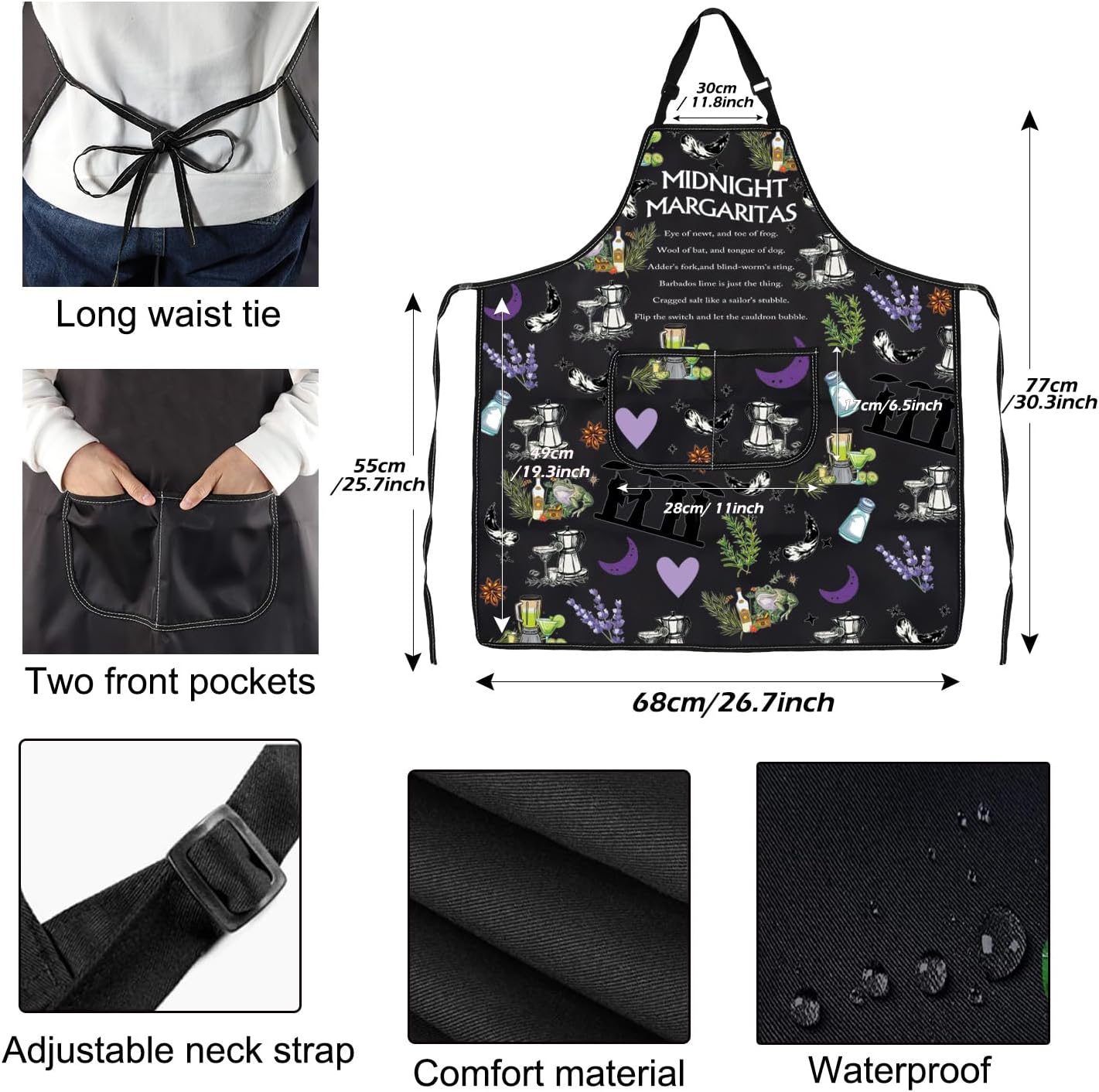 PXTIDY Practical Movie Midnight Margaritas Owens Sisters Halloween Kitchen Apron Witch Gift Magic Kitchen Witchy Apron - Image 3