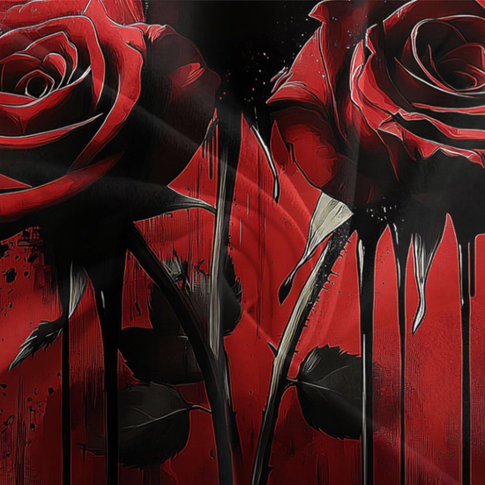 Blutige Rosen 3-teiliges Pflegeleichtes Polyester Gotische Kunst Stil Kinderbettbezugset, 2 Kissenbezug, Unsichtbarer Reißverschluss, Babysicher King（220x240cm）