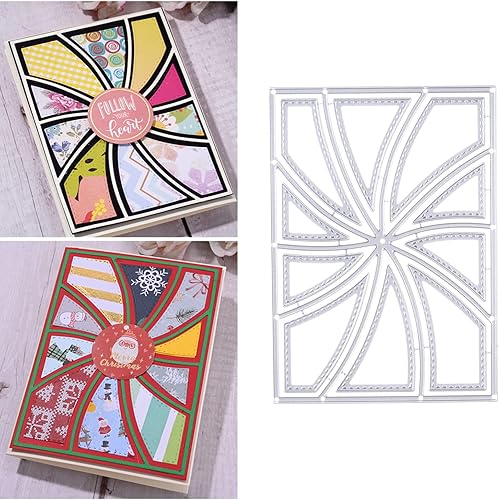 Plantillas de corte de metal con marco de rejilla rectangular, plantillas de corte de marco rectangular giratorio para manualidades, álbumes de
