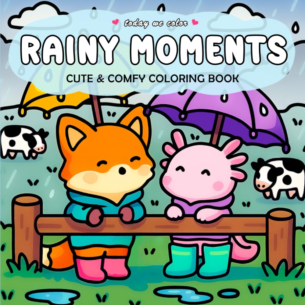 Rainy Moments: Cute and Comfy Coloring Book for Adults and Teens Featuring Cozy Rainy Day Designs for Relaxation (Comfy Cozy Coloring Books)