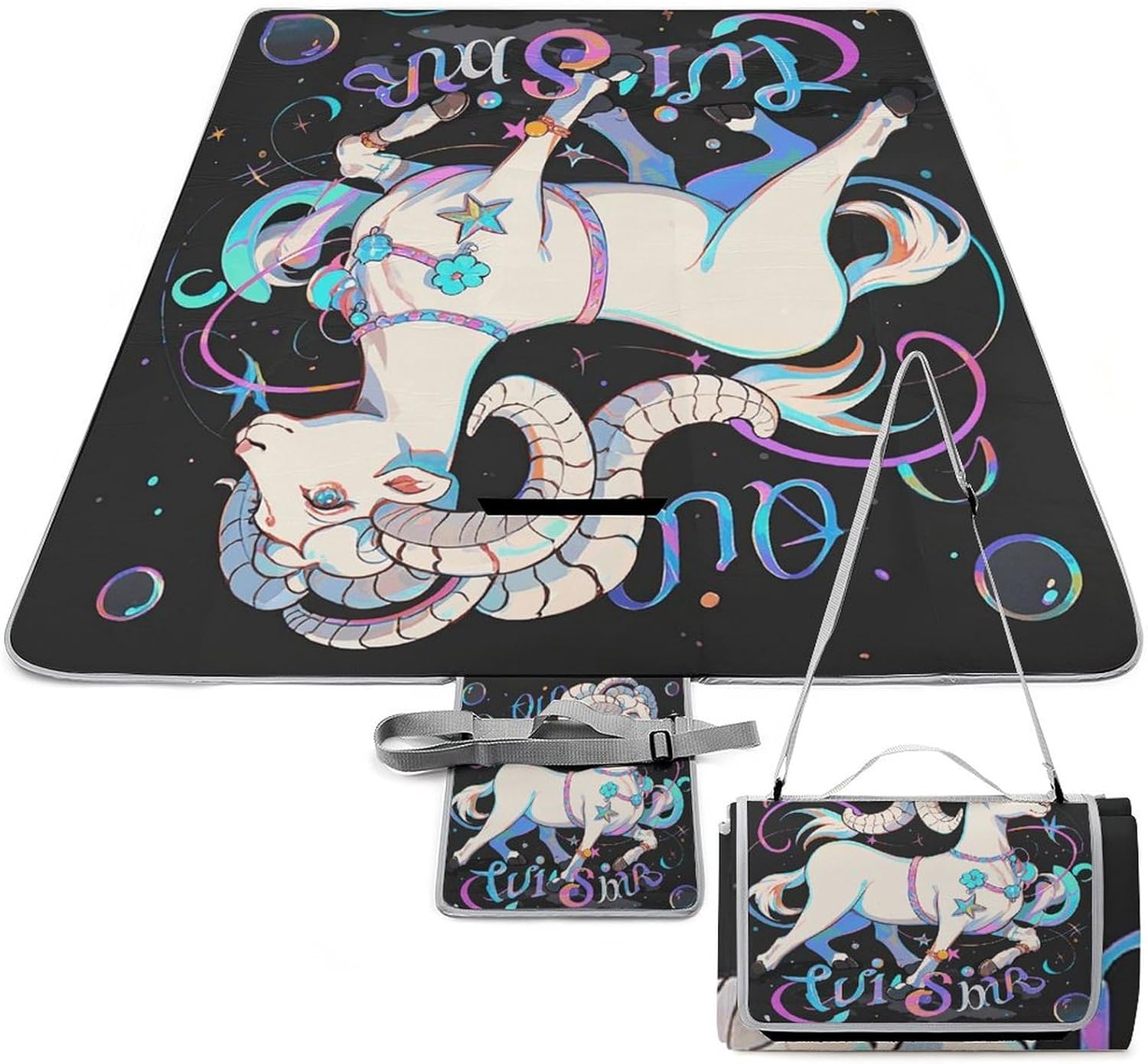 Outdoor Picnic Blanket Extra Large Beach Blanket Waterproof Picnic Mat Aries Camping Blanket Portable with Carry Strap Park Blanket for Grass Camping Park