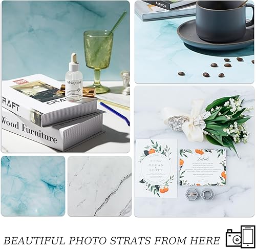 Miniatura 3 de BEIYANG Fondo de fotografía de doble cara de 2 piezas, superficie de fondo de fotografía de cemento de mármol de 16 x 16 pulgadas, tablero de fotos