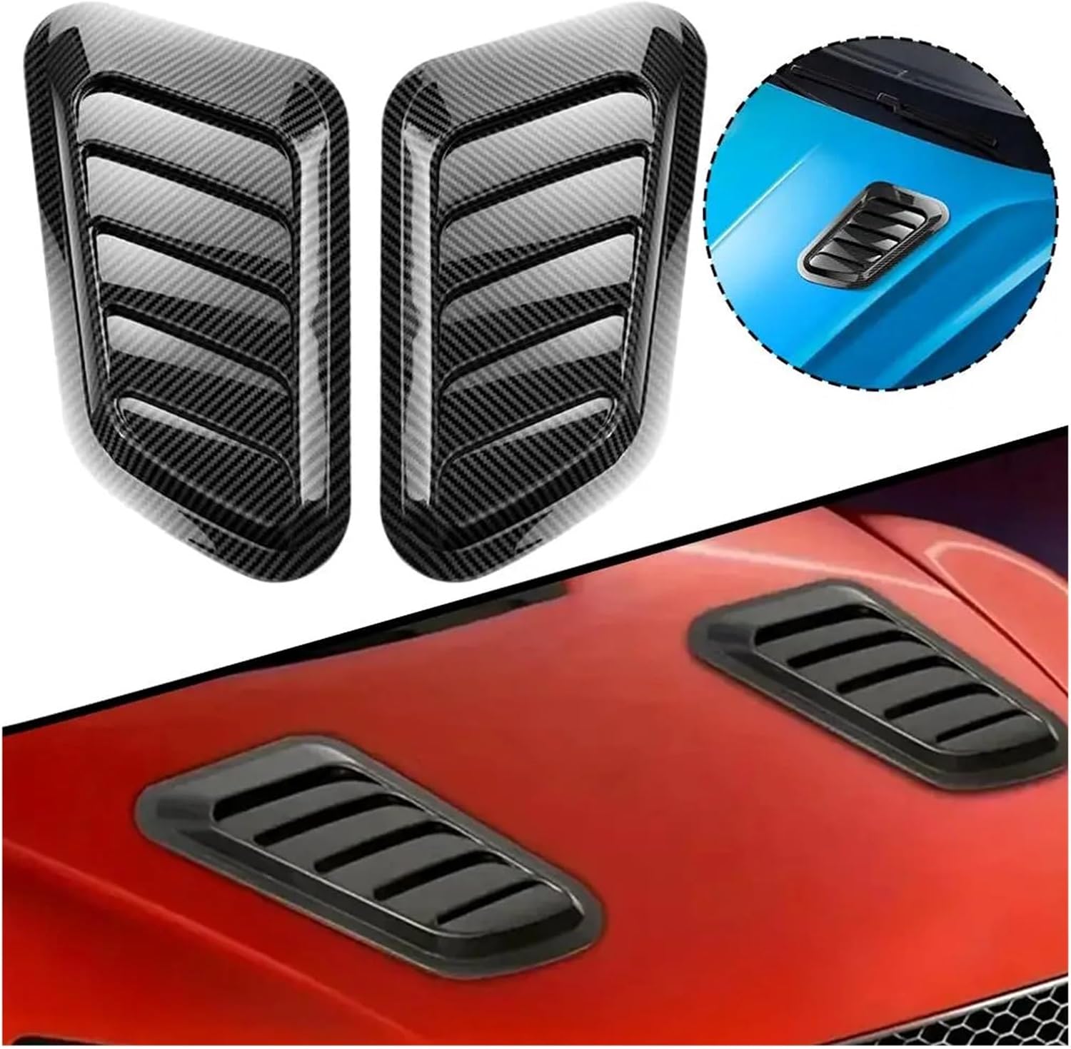 Car Hood Decoration Realistic Air Outlet Design Carbon False Decoration Hood Ornament Fiber Hood Stickers Styling Vent Z7E1(Style a)