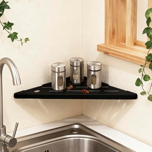 Miniatura 4 de Estantes de ducha esquineros de 10 pulgadas, estantes organizadores para pared de azulejos, 2 paquetes, diseño de ranura de acero inoxidable SUS304