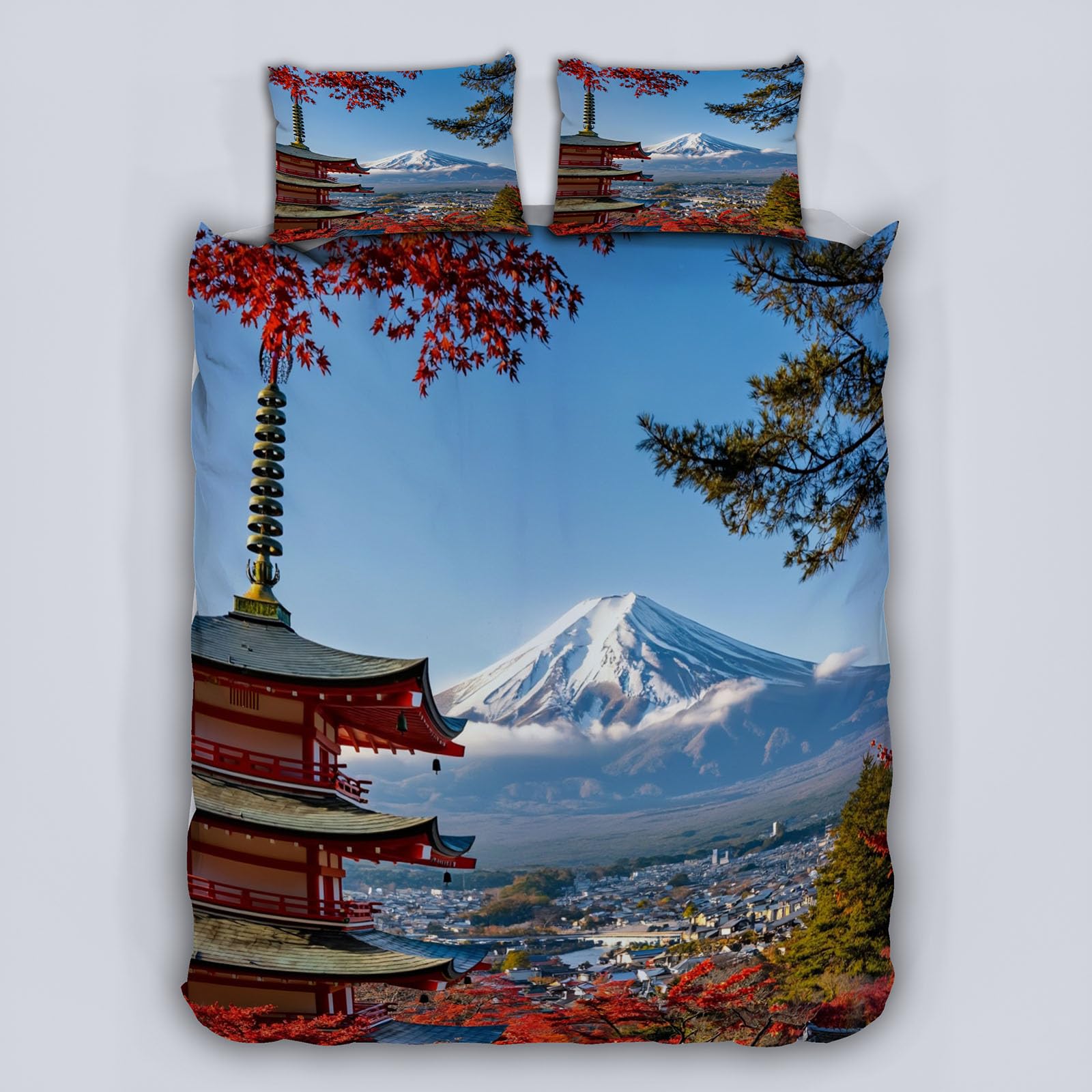 Wendebettwäsche Japan Stil 135x200 4tlg mit 2 Kissenbezug 80x80（6-15）