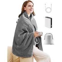 Zireot Portable Heated Blanket,Cordless Battery Operated Heated Throw,USB Powered Heating Blanket,Dark Grey Battery Not Include