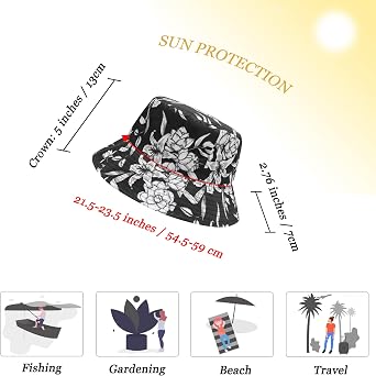 ZLYC Printed Bucket Hat for Women Men Lightweight Packable Summer Sun Hat for Beach, Vacation, Outdoors