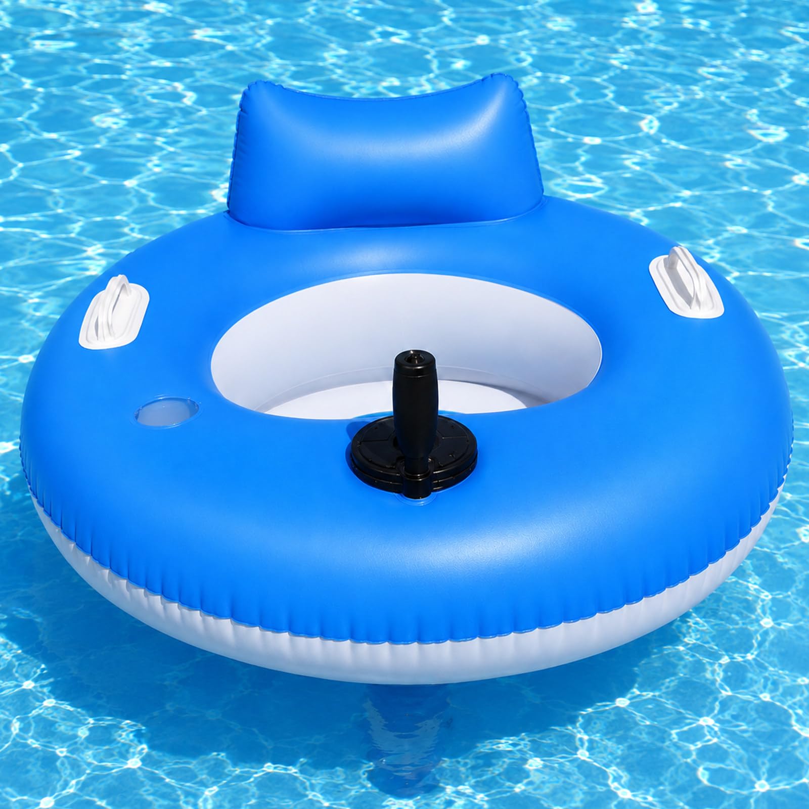 pealiritansemen Motorized Floatie for Adults, Electric Pool Lounger with 3-4 km/h Speed, Single or Dual Thrusters, Supportive Backrest, Cup Holder and Handles for Summer Pool Parties A