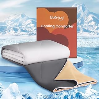 Bearhug Cooling Blanket - Cooling Comforter Queen Size 90x90 Inches Soft Breathable Dual-Toned Gradient Yellow & Gray, The Cold Blanket and Cooling Comforter for Hot Sleepers Q-Max>0.45