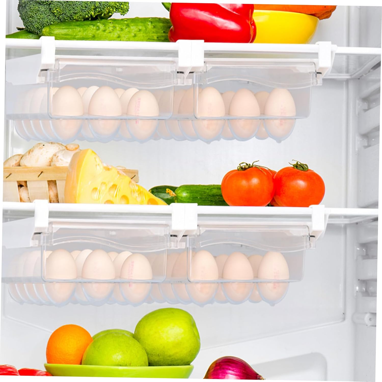 jojofuny 1pc Egg Dispenser Fridge Organizer Bin Pet Material Drawer Type Storage Box Rack Egg Storage Case Compact Holder for Fridge
