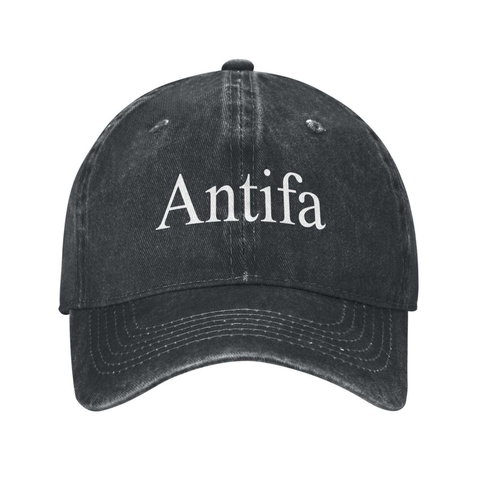 Kwqdozf Unisex Black Antifa Hats Washed Distressed Cotton Dad Hat