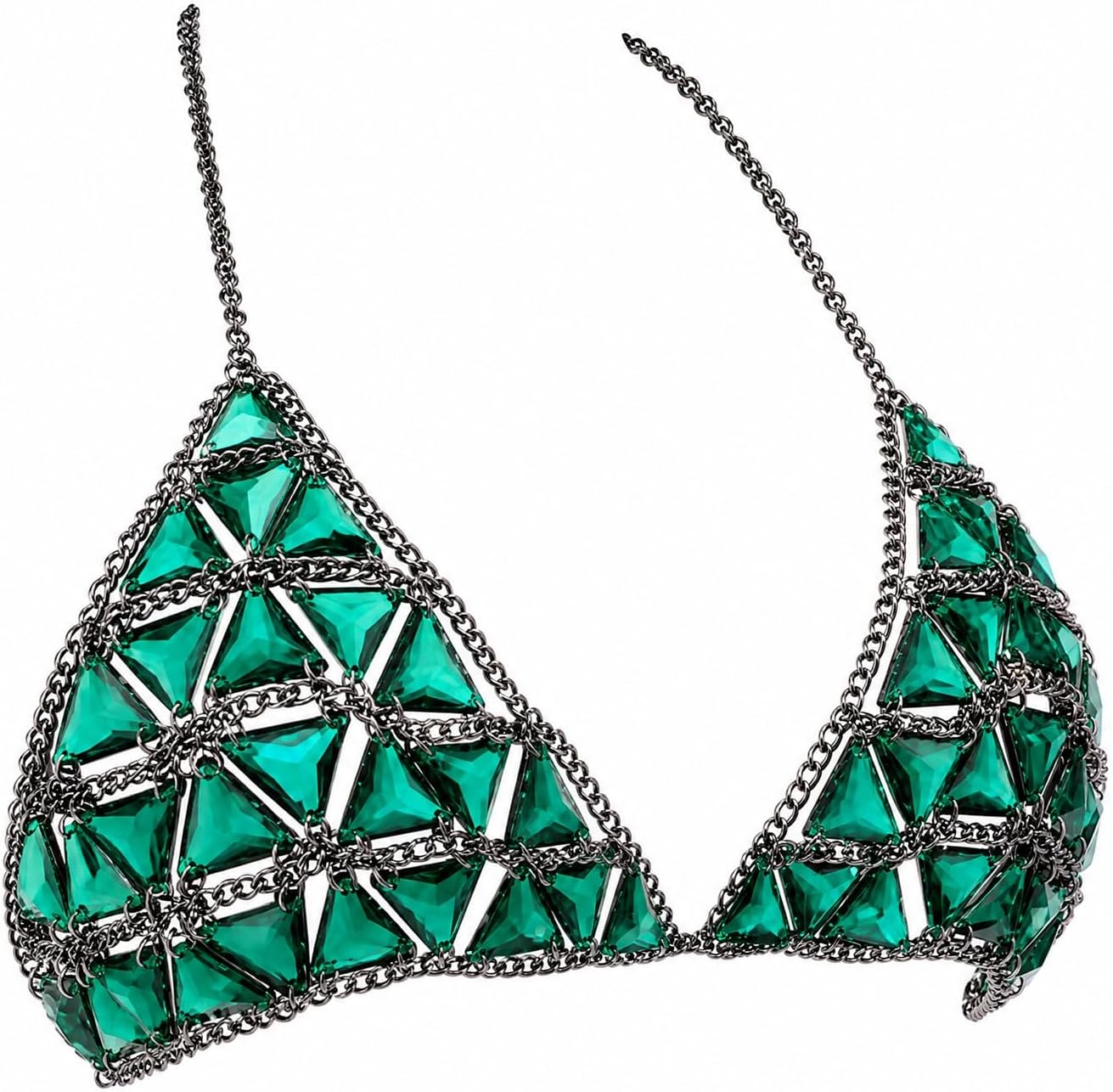 1 Acrylic Body Chain, Adjustable Chain Bra Top​ & Bikini Jewelry, Sexy Body Jewelry for Women, for Beach Party Festival (Green)