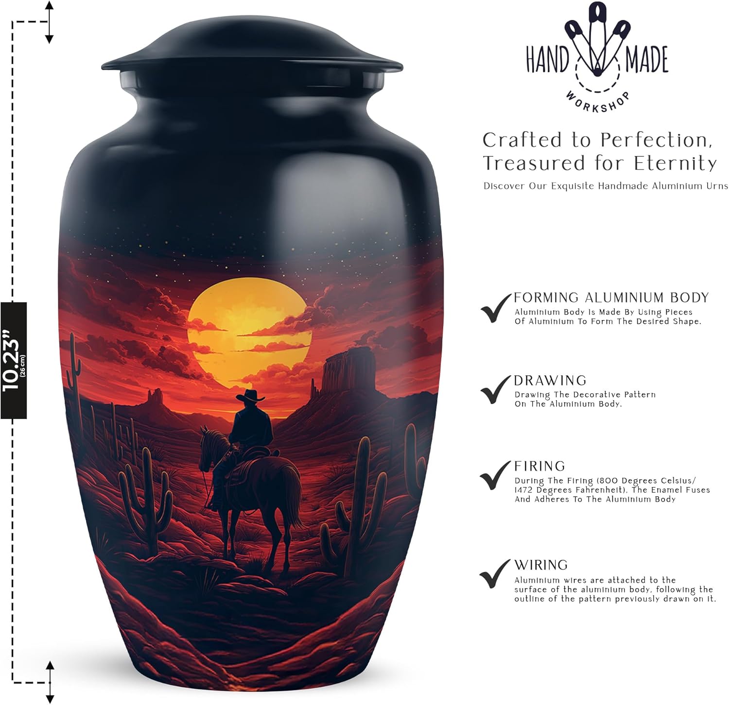 Cowboy Urns - Burial Urns for Mom & Dad Ashes - Small Urns for Human Ashes Keepsake Male - Funeral Urn for Ashes for Women - Decorative Urns - Human Urns for Ashes Female (Size 10 & 3 Inch 5 Pcs)