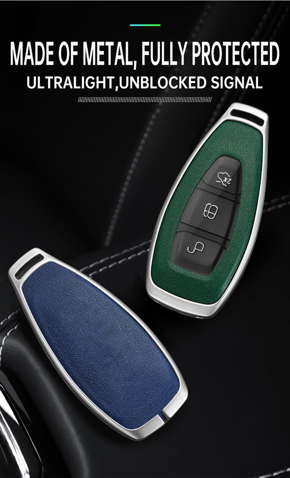 ontto Etui na kluczyki samochodowe pasuje do Ford Focus 3 4 ST Mondeo MK3 MK4 Fiesta Fusion Kuga Ecosport S-Max, etui na klucze, skrzynka na klucze