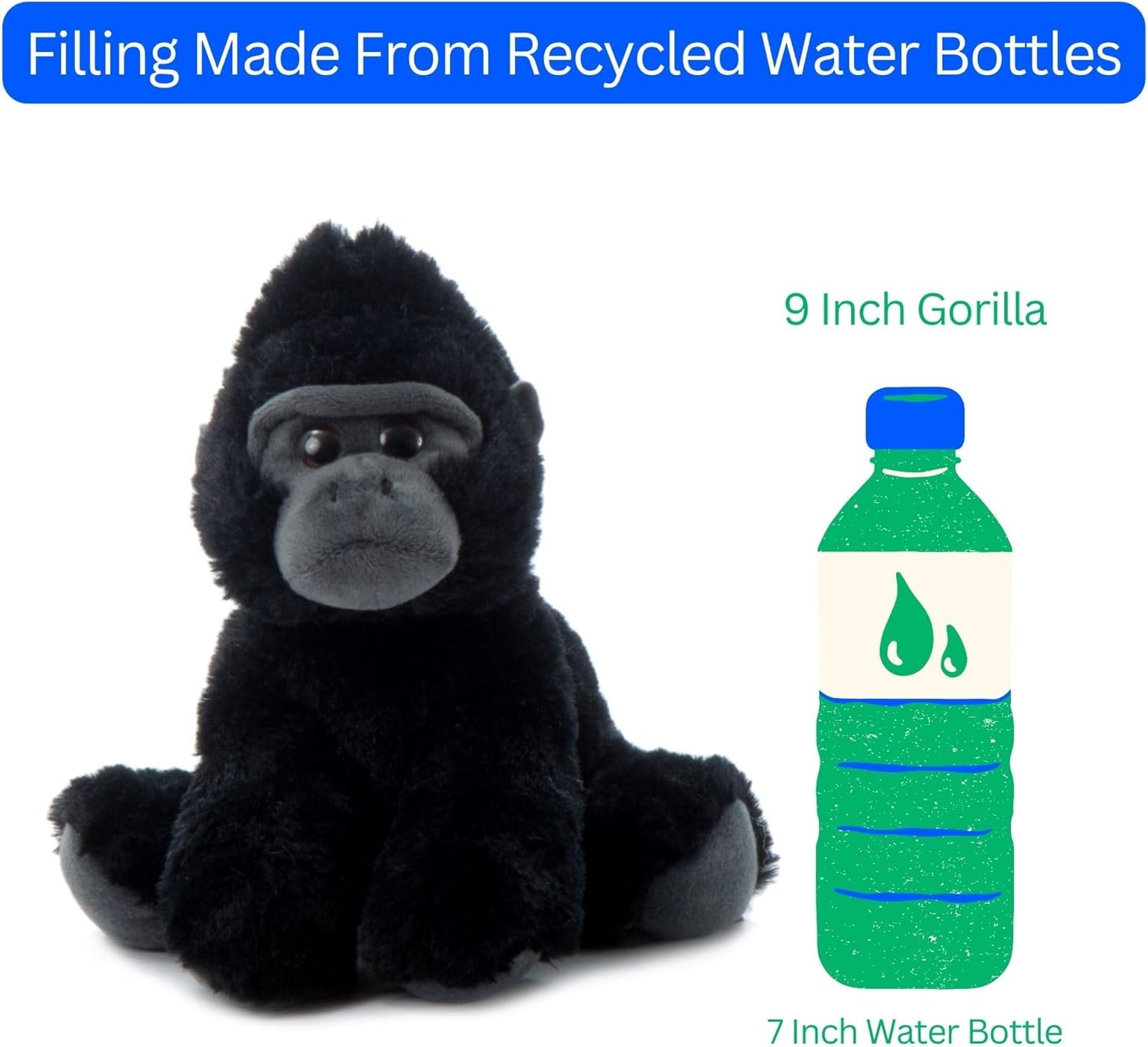 The Petting Zoo Gorilla Stuffed Animal, Gifts for Kids, Wild Onez Zoo Animals, Gorilla Plush Toy 9 inches