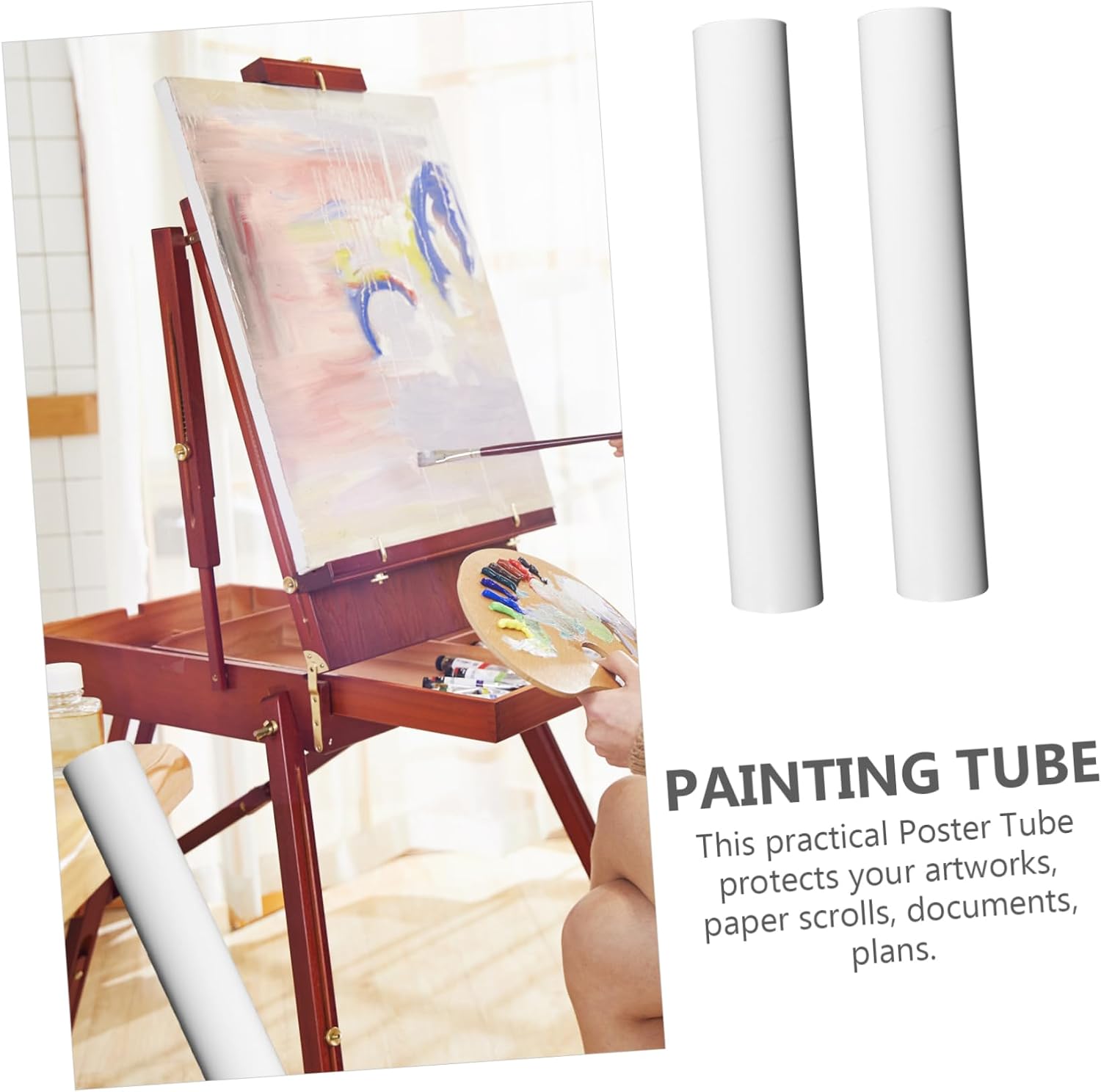 Art Carrying Case 2pcs Portable Cardboard Tube for Poster Print Map Document and Transport