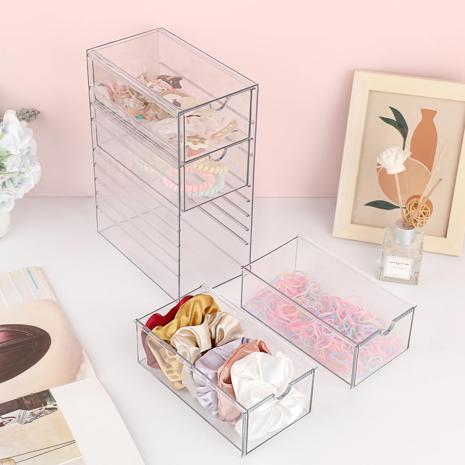 Hipiwe Clear Plastic Drawer Organizer Box for Small Items