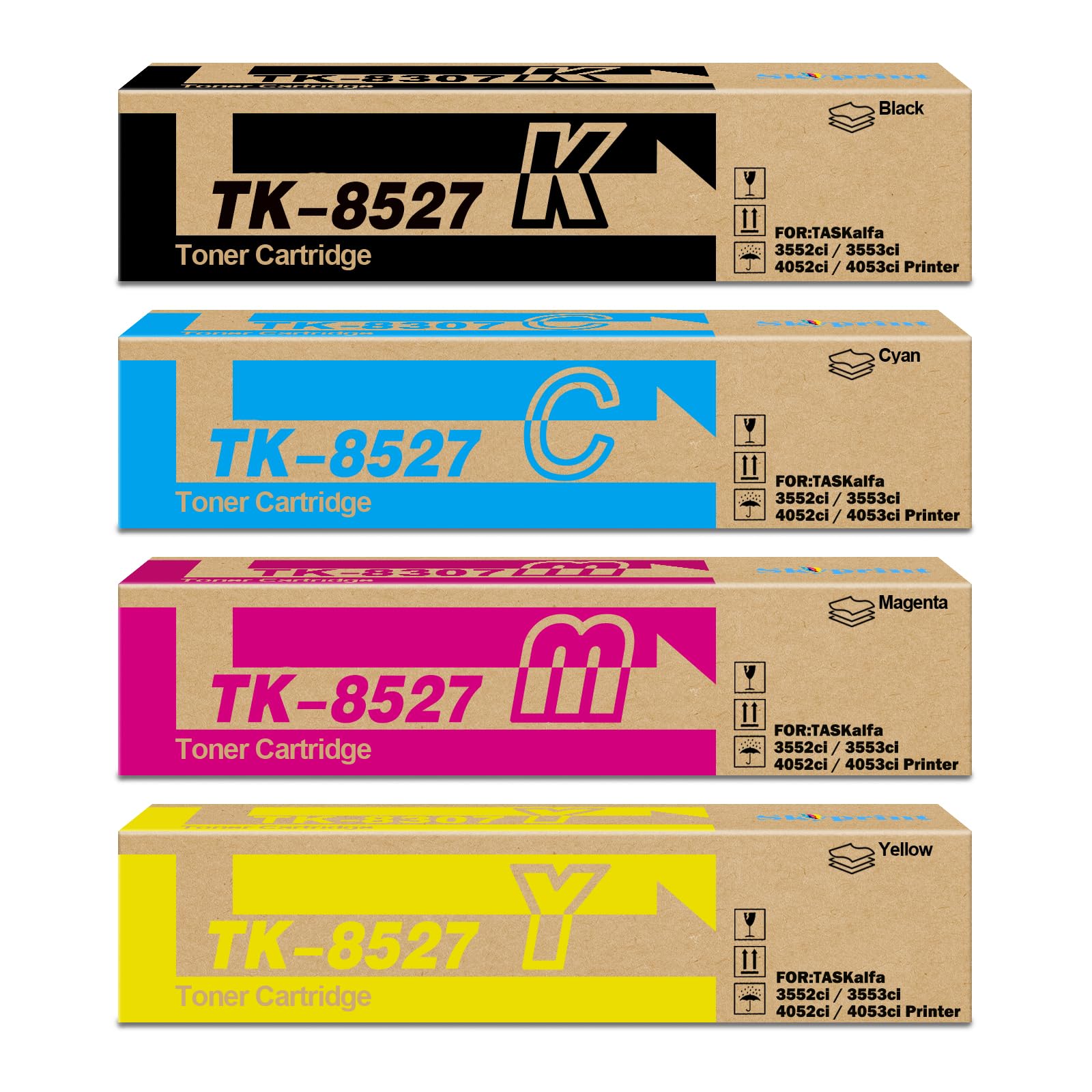 SkyPrint TK8527 TK-8527 Toner Cartridges Compatible Kyocera TK-8527 Toner use for Kyocera TASKalfa 3552ci 3553ci 4052ci 4053ci Printers Black Cyan