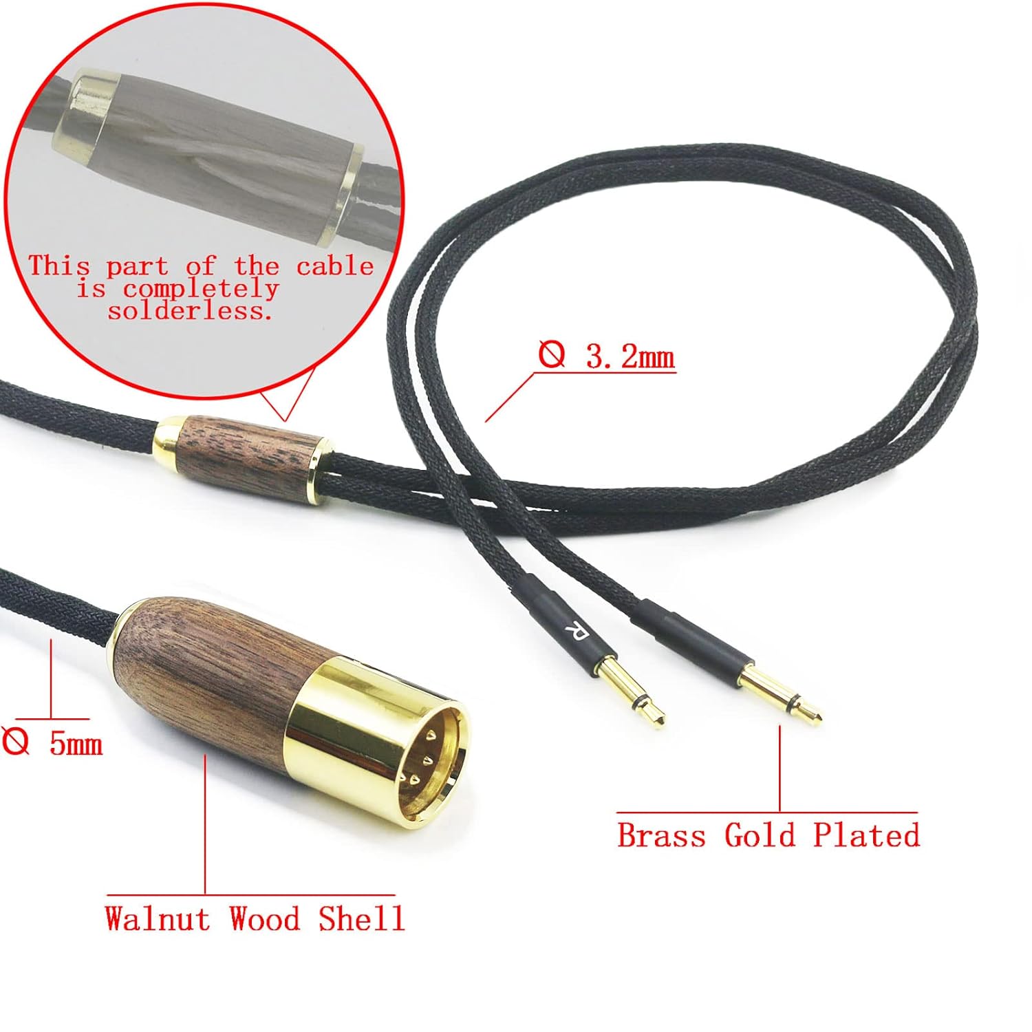 NewFantasia 4-pin XLR Balanced Cable 7N OCC Copper Single Crystal Silver Plated Cord Compatible with Meze 99 Classics, Compatible with Meze 99 Neo Headphone Walnut Wood Shell