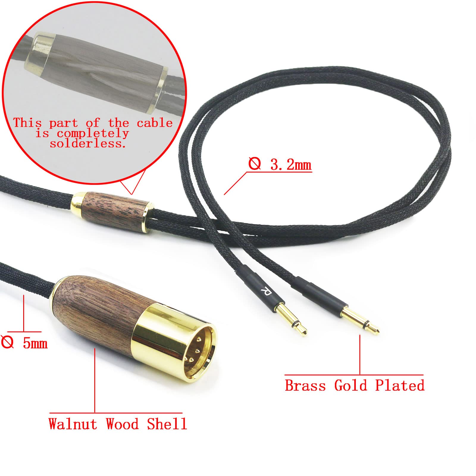 4 pin XLR bilanciato maschio 6N OCC rame singolo cristallo placcato argento cavo XLR 4 pin bilanciato compatibile con Meze 99 Classics, per cuffie Meze 99 Neo guscio in legno di noce
