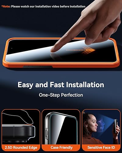 Miniatura 7 de DIMONCOAT Paquete de 4 protectores de pantalla de privacidad compatibles con iPhone 14 Pro Max, vidrio templado antiespía inastillable 10 x