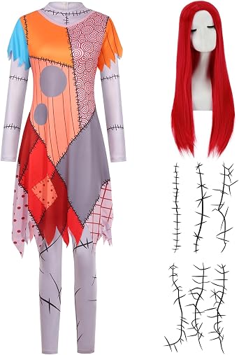 Adult Doll Princess Costume Women Long Sleeve Dress Halloween Costumes Christmas Nightmare Cosplay Outfit