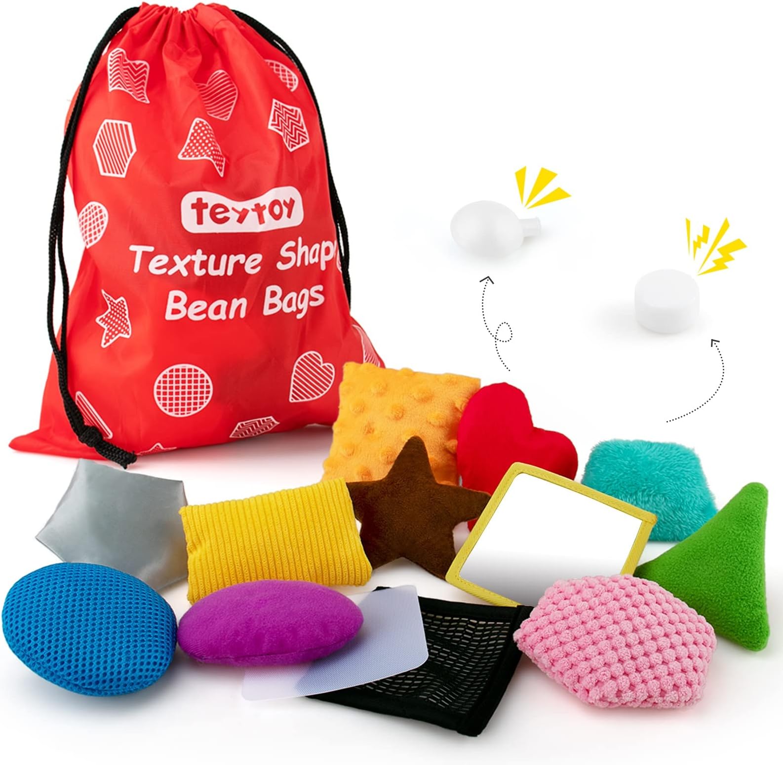 teytoy Sensory Bean Bag, Texture Beanbags, Set of 12 Fidget Toys for Autism, Shape Bags with Preschoolers, Fine Motor & Play Boys and Girls