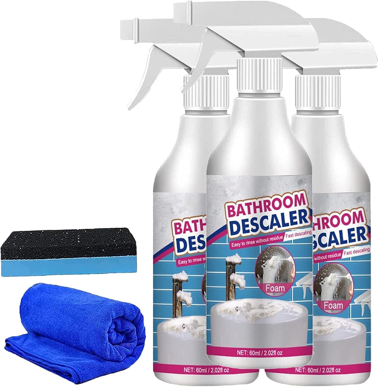 HEKEWER Bathroom Descaler Spray, Bathroom Foam Cleaner