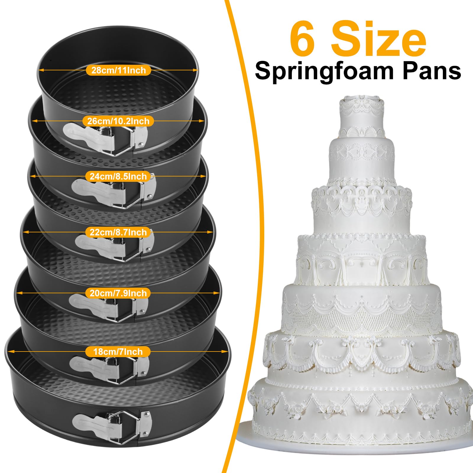 QTLCOHD Kuchenform-Set zum Backen, antihaftbeschichtet, Springform-Set (20,8 cm, 21,6 cm, 24,1 cm, 25,4 cm, 25,4 cm, 25,4 cm, 25,4 cm, 25,4 cm, 25,4 cm, 25,4 cm, 25,4 cm, 27,9 cm, 27