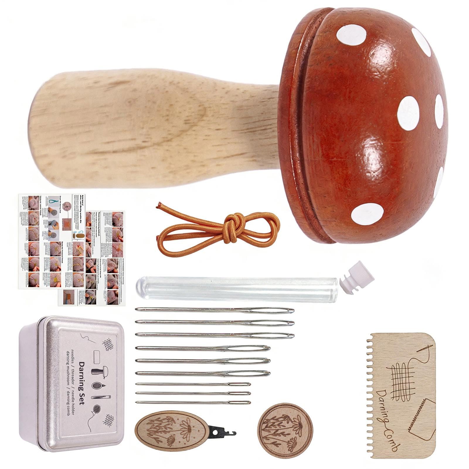 Piceioep Wood Sewing Mushroom Safe for Children in Craft Activity Promoting and Family Fun Wood Darning