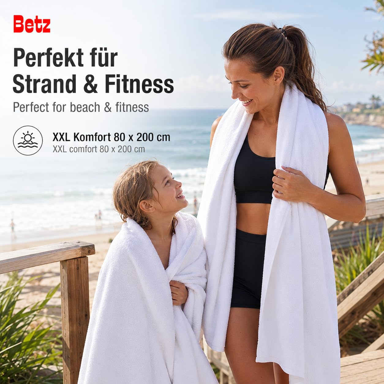 Betz set di 2 asciugamani per sauna PALERMO 100% cotone 80x200 cm colore bianco