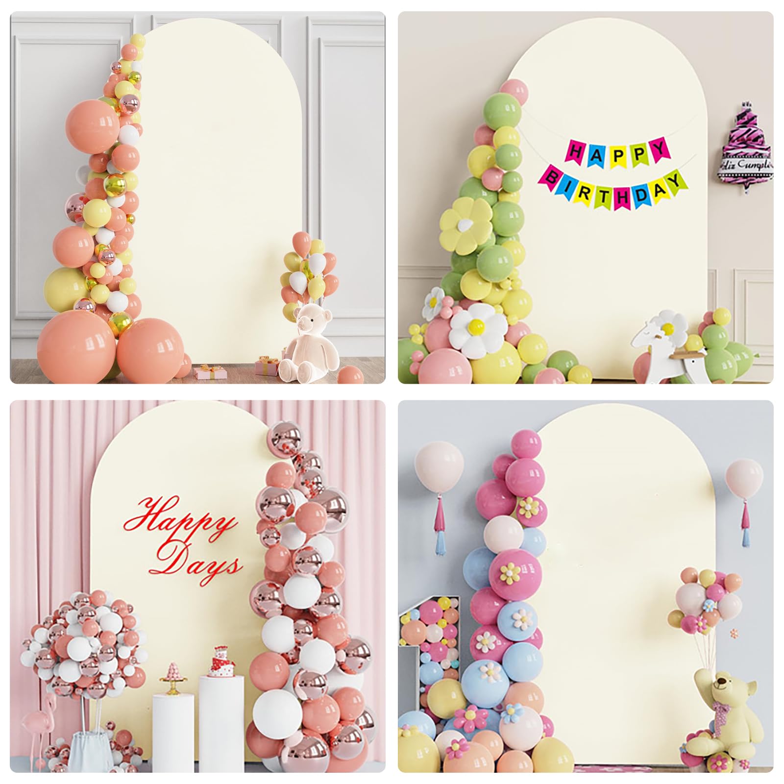 Copertina per sfondo con arco di nozze su entrambi i lati, backdrop con parte superiore rotonda, sfondo fotografico ideale per matrimoni, compleanni, cerimonie, feste e banchetti (beige, 0,8 x 1,8 m)